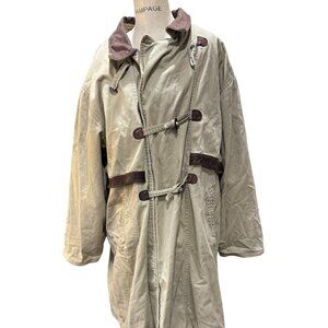 Vintage Structure Expedition Gear Canvas Duster Coat XL – Tan with Brown Trim, T